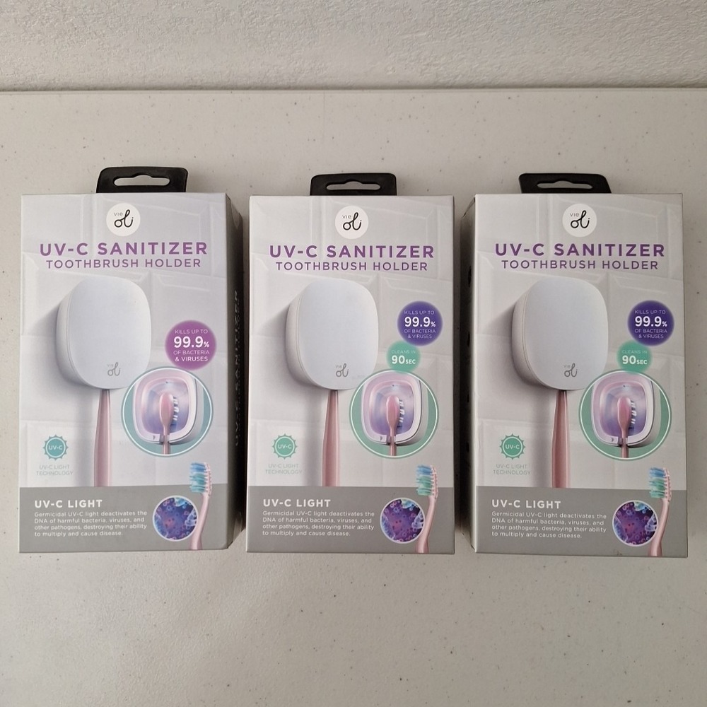 3 Packs, Vie UV-C Toothbrush Sanitizers Portable Sterilizer Cover Holder Case